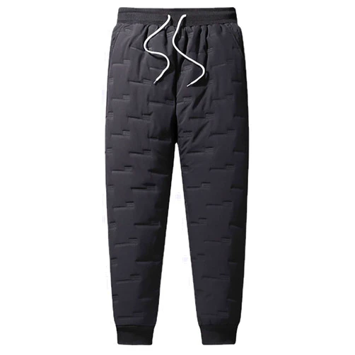 SENELK Men's Winter Warm Jogging Pants Down Puffer Lined Outdoor Hiking Pants Water Resistance Snow Ski Trousers,Black,Large