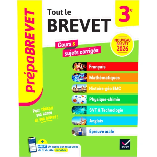 Jeanne-France Bignaux,Fabien Madoz-Bonnot,Emmanuelle Michaud,Nicolas Nicaise,Cécile Gaillard,Laure Pequignot-Grandjean,Gaëlle Perrot,Isabelle Provost,Louise Taquechel,Marie-Caroline Bureau,Jean-Pierre Bureau,Joël Carrasco,Marielle Chevallier,Christophe Clavel,Gaëlle Cormerais,Christine Formond,Guillaume d'Hoop Prépabrevet - Tout le nouveau brevet 2026 - 3e (toutes les matières): tout-en-un pour réussir sa 3e et son brevet