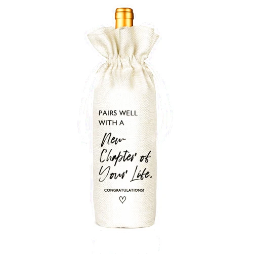 Socive New Job Gifts Wine Bag, Pairs Well With a New Chapter of Your Life, New Job Gifrs for Colleague, Coworker, Boss, Friends - Burlap Drawstring Wine Bag