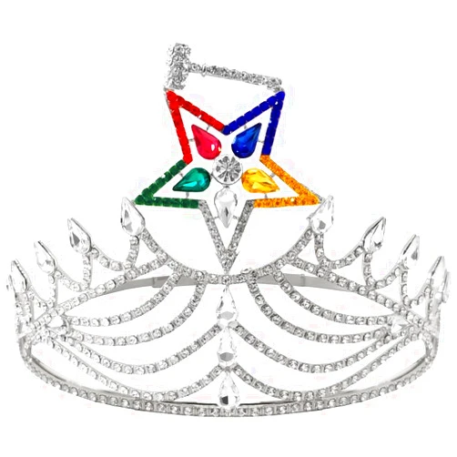 DEURA Masonic OES Matron Silver Plated Rhinestones O.E.S Adjustable Crown With Gavel