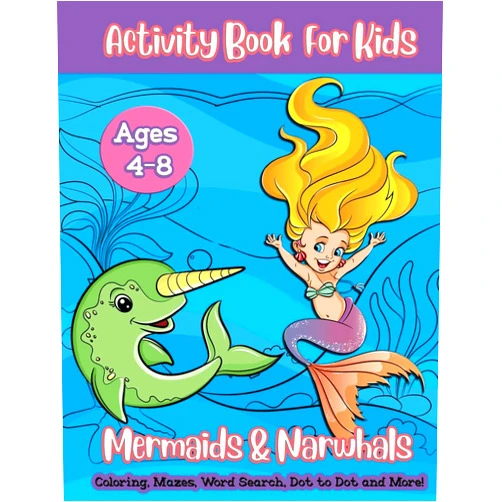Cricket Creek Creatives Mermaids & Narwhals Activity Book For Kids: A Fun Workbook with Word Searches, Sudoku, Spot the Difference, Mazes, Coloring Book Pages and More