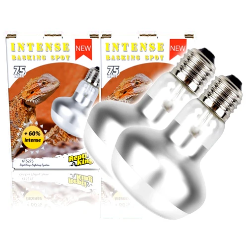 ReptiKing Reptile Heat Lamp, 2 Pack 75W Intense Basking Bulbs Light for Reptiles, UVA Daylight Basking Light for Bearded Dragon, Lizard, Gecko,Turtle, Reptile Heat Bulb