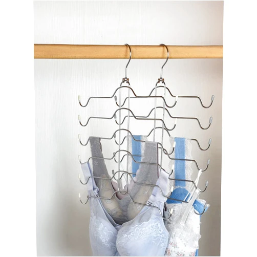 HAIZLUOP Tank Top Hanger, Metal Sports Bra Hangers for Closet Organizer 6 Tier, Chrome, 2 Pack (2)