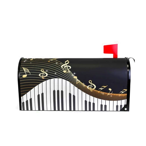 Alaza(mailbox cover) Music Notes Piano Magnetic Magnetic Mailbox Cover Standard Size for Garden Yard Outdoor Decorations-18 x 20.8