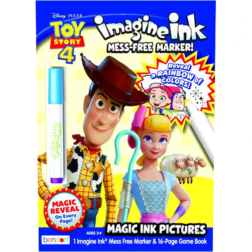 Bendon Disney Toy Story 4 Imagine Ink Magic Ink Coloring Book with a Mess Free Marker, 44557