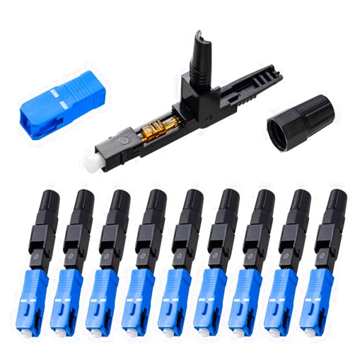 GwliUni 100 Pcs SC Fiber Optical Fast Cold Connector, Single Mode Quick Assembly Adapter Plug for FTTH,CATV etc, (SC-UPC)