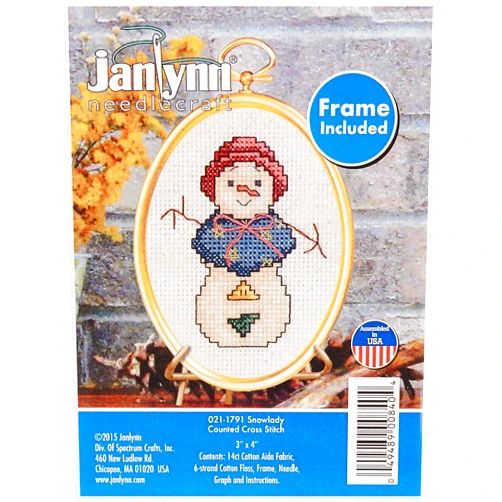 Janlynn 21-1791 14 Count Snowlady Mini Counted Cross Stitch Kit, 3