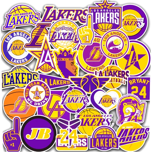 SCILINKS 35 PCS Los Angeles Vinyl Lakers Basketball Star Stickers for Water Bottle, Laptop, Bicycle, Computer, Motorcycle, Travel Case, Car Decal Decoration Sticker Graffiti Decals