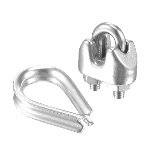 uxcell Wire Rope Cable Clip Kit for M2, Included Rope Clamp 15Pcs and Thimble Rigging 15Pcs, 304 Stainless Steel U Bolt Saddle Fastener