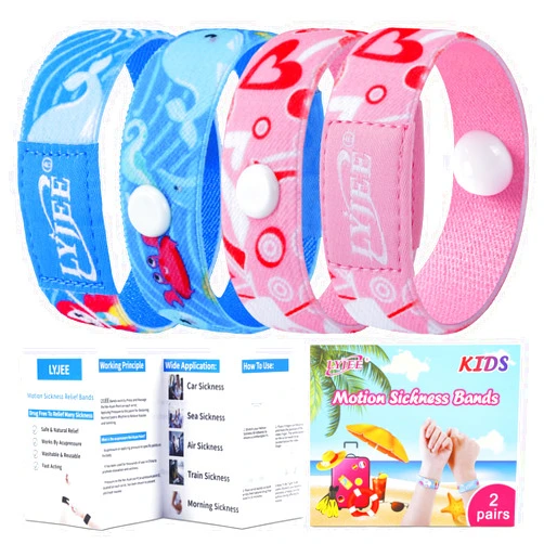LYJEE Motion Sickness Bands for Kids Cruise Travel Essentials Sea Sickness Wristbands for Kids Anti Nausea Wristband for Kids Sickness Relief for Car, Sea, Air Sickness