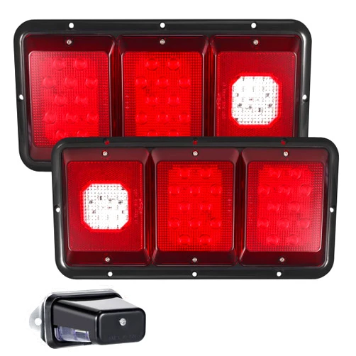Partsam 2Pcs LED Triple Tail Lights 45 LEDs Surface Mount, LED License Plate Light 12V DC