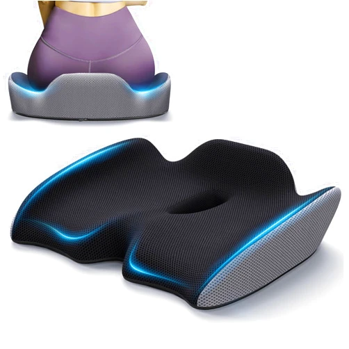 Benazcap Large Pressure Relief Seat Cushion for Tailbone Pain Office Chair Cushion for Butt, Back Pain, Coccyx & Sciatica Pain Relief Pillow. Memory Foam Seat Cushions for Office Chairs