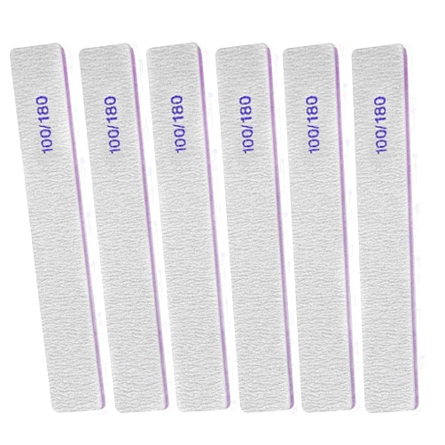 HomeyEra 100/180 Grit Nail File (6 Pack), Emery Board Nail Files for Acrylic Nails and Natural Nails, Double Sided Emory Boards Professional Nail Filer Reusable Washable Manicure Square Gray