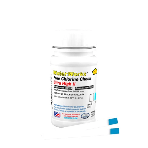 Industrial Test Systems WaterWorks 480124 Free Chlorine Test Strip, Ultra High II Range, 61 Seconds Test Time, 0-2000ppm Range (Bottle of 50)