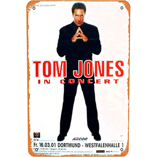 Muecddoa Jones, Tom concert poster Poster Retro Metal Tin Sign Vintage Sign for Home Coffee Wall Decor 8x12inch