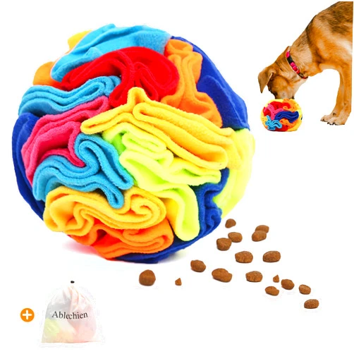 Ablechien Interactive Foraging Ball for Dogs - Snuffle Puzzle Toy Encourages Natural Skills for Large, Medium and Small Dogs - Machine Washable