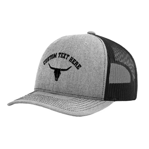 Speedy Pros Custom Richardson Trucker Hat Cow Skull A Embroidery Polyester Baseball Cap