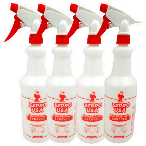 EZPRO USA Sprayers Plastic Empty Spray Bottles Mist for Cleaning Solutions, Spraying Bottle, Adjustable Nozzle Mist Mister, 4 pack