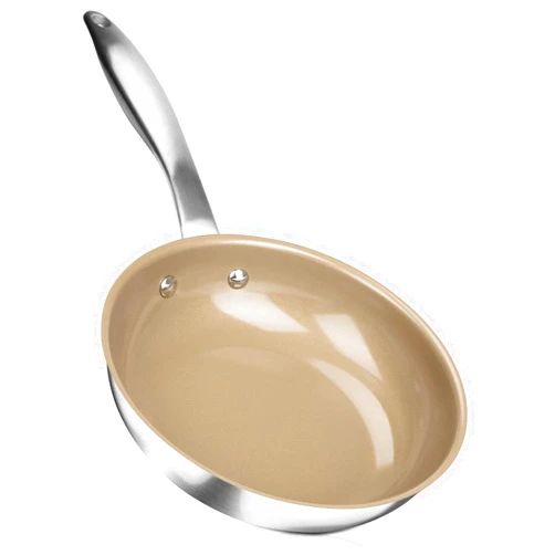 Duxtop Ceramic Non-stick Frying Pan, Stainless Steel Induction Frying Pan, 8-Inch Stir Fry Pan with Heavy-gauge Impact-bonded Bottom, FUSION Ti