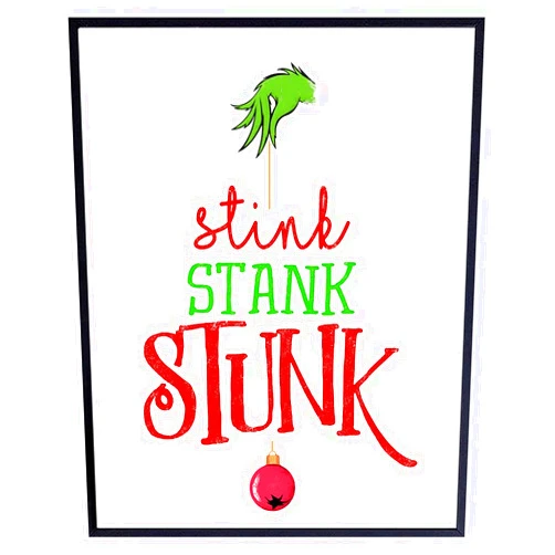 YELLOWBIRD ART & DESIGN Stink Stank Stunk - Christmas Decorations w/Ornament - Funny Christmas Decorations for Kids - Holiday Decorations Home Decor - Xmas Decorations - Cute Christmas Poster - Christmas Wall Art