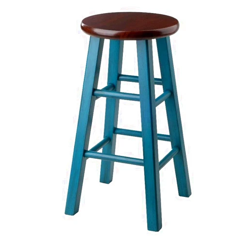 Winsome Wood Ivy model name Stool Rustic Teal/Walnut 13.4x13.4x24.2