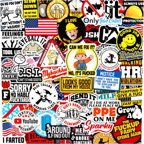 Melgoranmi 123 PCS Hard Hat Stickers (Dirty) for Tool Box, Helmet, Funny Stickers for Adults, Prank Meme Vinyl and Waterproof Decals for Mechanics, Electricians, Union, Oilfield, Military, Construction, Welders