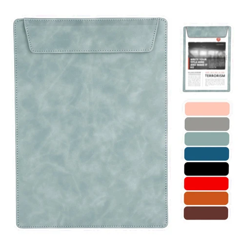 Buffmger Stylish Leather Cyan Clipboard with Magnetic Clip board – Premium Leather Clipboard – Colorful and Durable A4 Clipboard for Meetings and Signatures 9x12 Inch (Cyan)