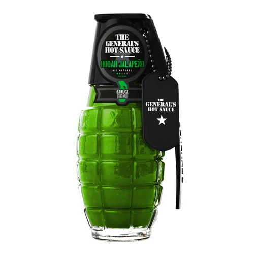 The General's Hot Sauce Hooah Jalapeno - Green Jalapeno Peppers - 3/5 Heat Rating, All Natural Spicy Sauce, Gluten-Free - For Tacos, Eggs, Holiday Hot Sauce Gift - American Grown, Veteran-Owned, 6oz