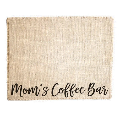 This Joyful Home Coffee Maker Mat for your Coffee Machine, Burlap Coffee Bar Placemat, Coffee Station Accessories - Made in the USA (Mom's Coffee Bar)