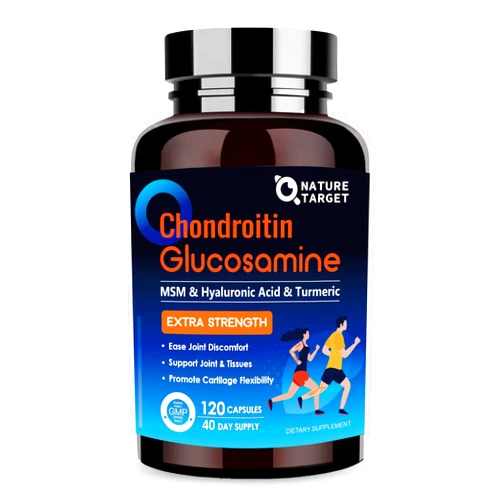 NATURE TARGET Glucosamine Chondroitin MSM, Joint Support Supplement, Shellfish Free, Turmeric Boswellia, Hyaluronic Acid, Collagen, Calium for Cartilage and Bone Health,120 Capsules, 40 Servings