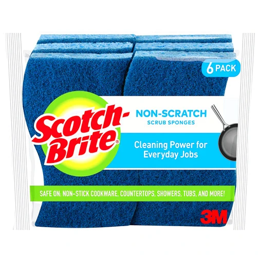 3M Corp Scotch-Brite Non-Scratch Scrub Sponges, 6 Scrub Sponges, Lasts 50% Longer Than The Leading National Value Brand, 1 Pack