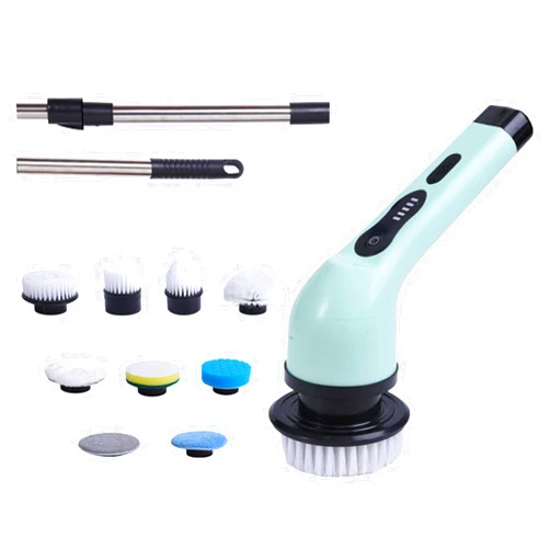 THAMPA Electric Spin Scrubber,Cordless Cleaning Brush Upgrade Led Display 9 in 1 Cordless Cleaning Brush with 8 Replaceable Brush for Bathroom, Tub, Tile, Floor, Car Green