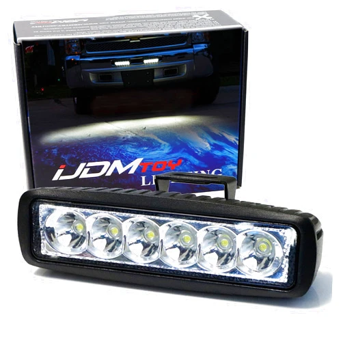 iJDMTOY Mini LED Light Bar as DRL Fog Light Backup Reverse Light Fit Compatible with Jeep Truck 4x4 Boat ATV UTV etc, (1) Universal Fit Lightbar Powered by (6) 3W High Power LED Lights