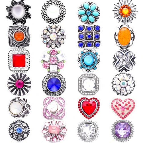 LKLDM Mixed Style Rhinestones Snaps Jewelry Charms Ginger Buttons 18/20mm for Interchangeable Snaps Jewelry Making Women Teens Girls DIY Bracelets Necklaces Rings Brooch Accessories(Multi-Color)