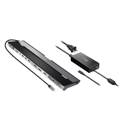 j5create USB Type C Docking Station with 100W PD Charger - Supports 3 Displays | HDMI, DisplayPort, VGA, 100W PD Charging, 1Gbps Ethernet | for MacBook Pro/Air, XPS, and More (JCD543P)