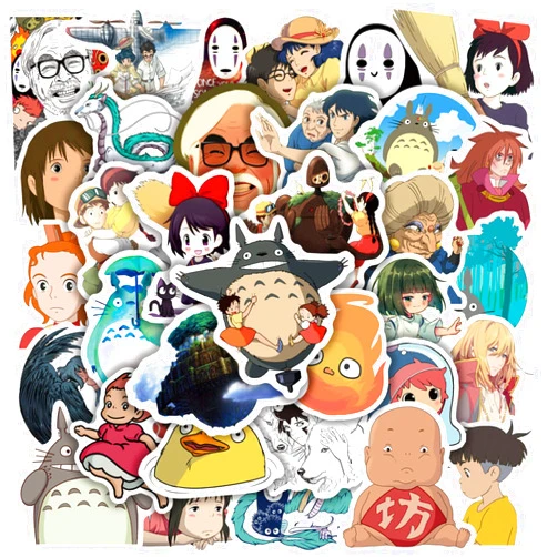 Shouqiuzhonglv 50 PCS Japanese Cartoon Stickers, Kawaii Studio Ghibli Anime Stickers Waterproof Vinyl Cute Stickers for Laptop Guitar Water Bottle Luggage Bike Fashion Decals for Kids Teen Girls Adults