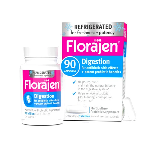 Florajen Digestion Probiotics, Gut Health Supplement with Constipation and Bloating Relief for Adults, 90 Count (Refrigerated)