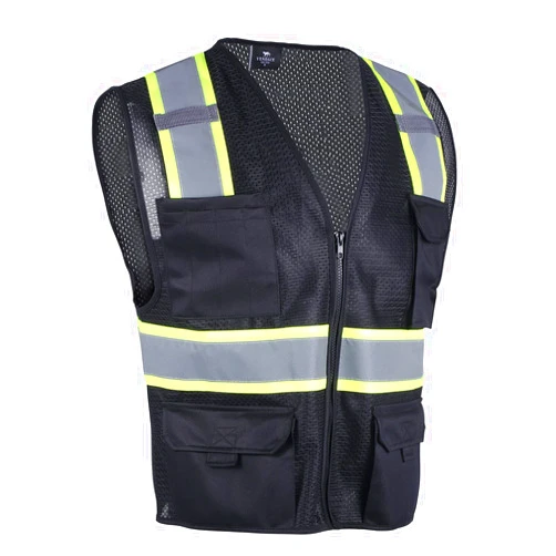 VENDACE Hi Vis Safety Reflective Mesh Vest for Men ANSI Class 2 High Visibility Vest with 8 Pockets and Zipper