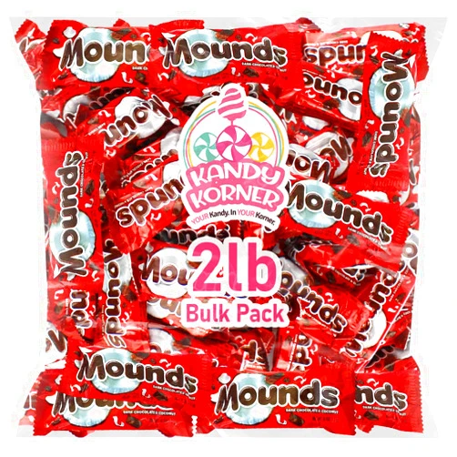 Kandy Korner Mounds Snack Size Candy Bars - Irresistible 2lb Pound Bulk Bag Individually Wrapped Mounds Candy Bars Mini Filled with Classic Dark Chocolate and Coconut Flavor Goodness for Party Favors - Gluten Free