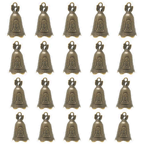 Honbay 20PCS Small Vintage Jingle Bells Mini Bronze Buddhist Bells Feng Shui Bells for DIY Wind Chimes Doorbell Keychain Dog Collar Jewelry Crafts or Christmas Decoration