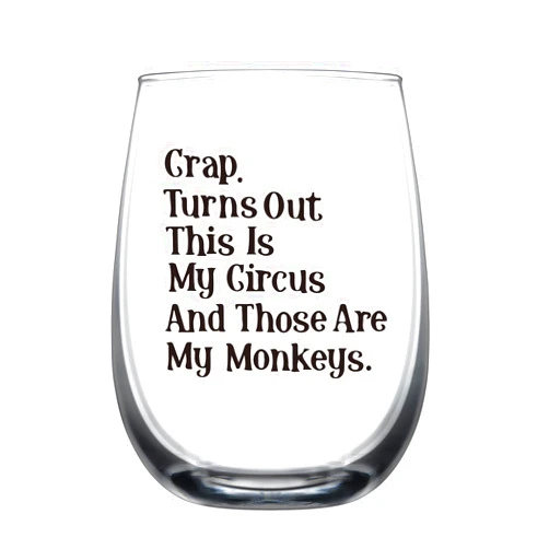 HAYOOU Mom Gifts,Mom Christmas Birthday Presents from Daughter Son,This Is My Circus And These Are My Monkeys Best Mothers Day Gifts Idea for Mama Wine Glass