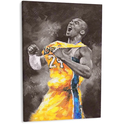 Pavaieics Mamba Canvas Wall Art Framed Poster Prints Basketball Picture Artwork Sports Player Star Wall Decor for Boys Room Home Bedroom Gym Office Decoration - 12x18 Inch