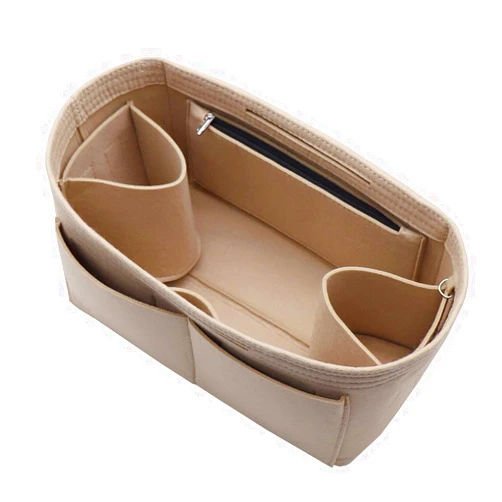 LEXSION Felt Purse Organizer Insert Zipper Pocket with Two Removeable Bottle Holder