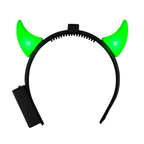 blinkee Light Up Devil Horns Green LED Halloween Costume for Trick or Treating and Night Time Safely