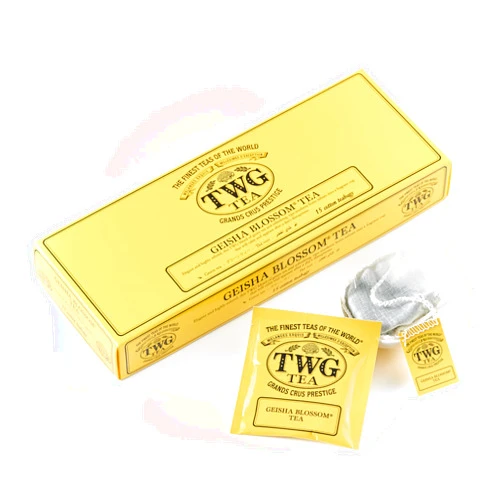 TWG Tea | Geisha Blossom Tea | Green Tea | Passionfruit & Marigold Petals | 15 Hand Sewn Cotton Tea Bags | Gift Set