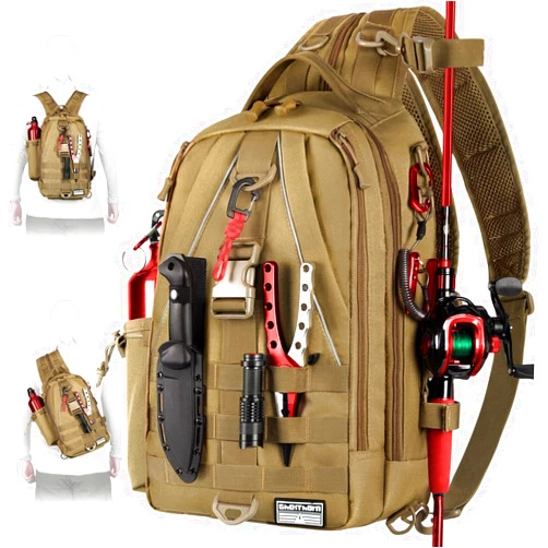 Ghosthorn Fishing Backpack with Rod Holder - Tackle Sling Bag - Fly Fishing Gifts for Men and Women