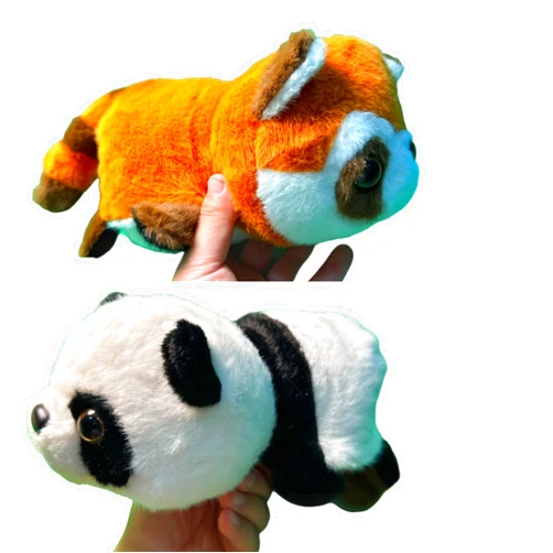 Rainbow snail Panda plush toy, one panda with two panda forms, birthday gift (9.8IN)