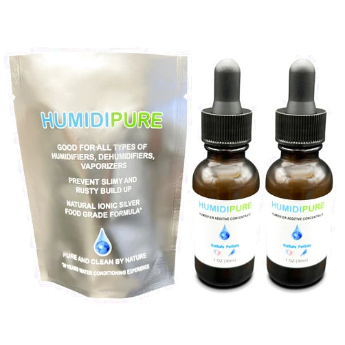 HUMIDIPURE (2 pack) Natural Food Grade Concentrate. 200 day+ Humidifier Treatment Additive*. Prevent Slimy, Crusty and Rusty Buildup. Keep Water Clean and Odor Free