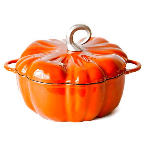 Topjia 4qt Pumpkin Cocotte,Pumpkin Cast Iron Dutch Oven,3.7l Pumpkin Shape Cooking Pot Enamel Pot,pumpkin Pot With Lid,stew Pot Soup Pot,serves 3-5,halloween Thanksgiving Decor Pot Gift