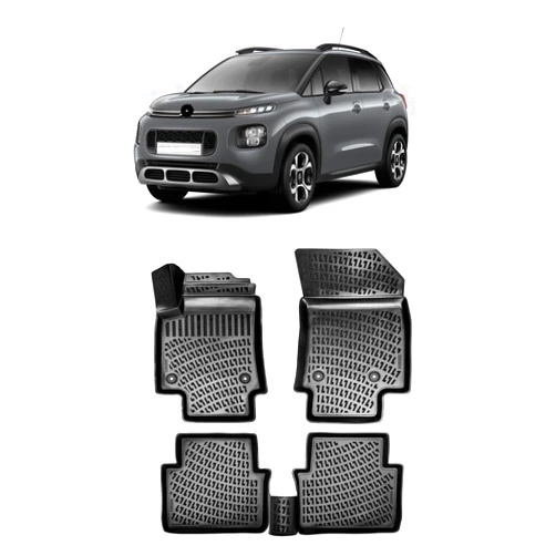 Generic All Weather Floor Mats Compatible with Citröen C3 Aircross (2017-2024) Waterproof 4D Molded Black 4Pcs